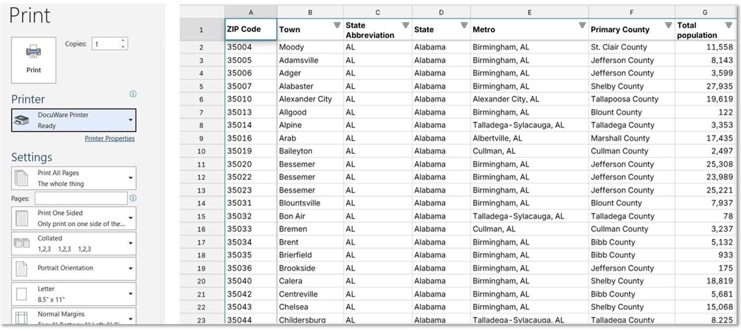 picture showing print to DocuWare feature